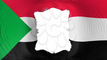 Square hole in the Sudan flag, white background, 3d rendering