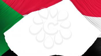 Divided Sudan flag, white background, 3d rendering