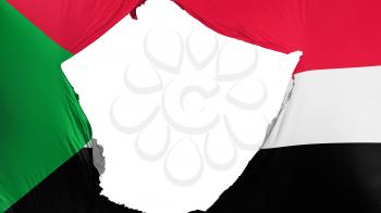 Cracked Sudan flag, white background, 3d rendering