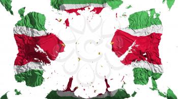 Scattered Suriname flag, white background, 3d rendering