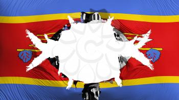 Swaziland flag with a big hole, white background, 3d rendering