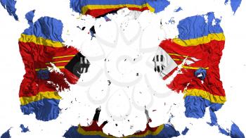 Scattered Swaziland flag, white background, 3d rendering