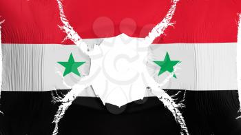 Syria flag with a hole, white background, 3d rendering