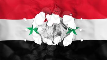 Holes in Syria flag, white background, 3d rendering