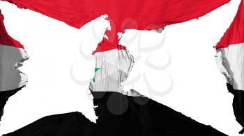 Destroyed Syria flag, white background, 3d rendering