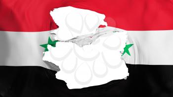 Tattered Syria flag, white background, 3d rendering
