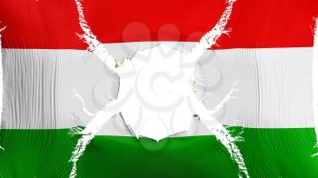 Tajikistan flag with a hole, white background, 3d rendering