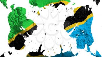 Scattered Tanzania flag, white background, 3d rendering