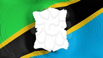 Square hole in the Tanzania flag, white background, 3d rendering