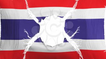 Thailand flag with a hole, white background, 3d rendering