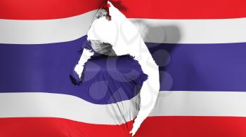 Damaged Thailand flag, white background, 3d rendering