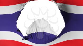 Big hole in Thailand flag, white background, 3d rendering