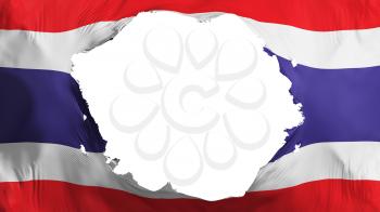 Broken Thailand flag, white background, 3d rendering