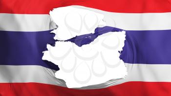 Tattered Thailand flag, white background, 3d rendering