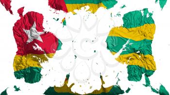 Scattered Togo flag, white background, 3d rendering