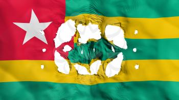 Holes in Togo flag, white background, 3d rendering
