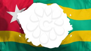 Broken Togo flag, white background, 3d rendering
