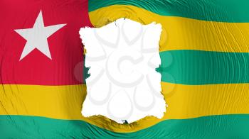 Square hole in the Togo flag, white background, 3d rendering