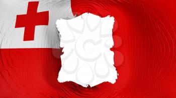 Square hole in the Tonga flag, white background, 3d rendering