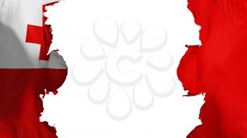 Blasted Tonga flag, against white background, 3d rendering