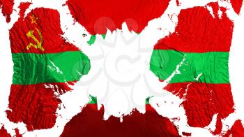 Transnistria torn flag fluttering in the wind, over white background, 3d rendering