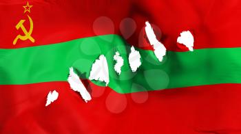 Transnistria flag perforated, bullet holes, white background, 3d rendering