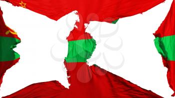 Destroyed Transnistria flag, white background, 3d rendering