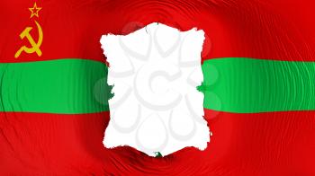 Square hole in the Transnistria flag, white background, 3d rendering