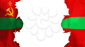 Blasted Transnistria flag, against white background, 3d rendering