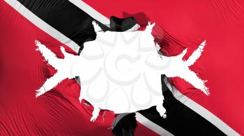 Trinidad and Tobago flag with a big hole, white background, 3d rendering