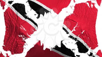 Trinidad and Tobago torn flag fluttering in the wind, over white background, 3d rendering