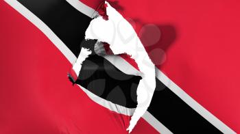 Damaged Trinidad and Tobago flag, white background, 3d rendering
