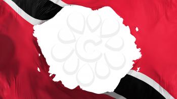 Broken Trinidad and Tobago flag, white background, 3d rendering