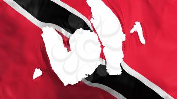 Ragged Trinidad and Tobago flag, white background, 3d rendering