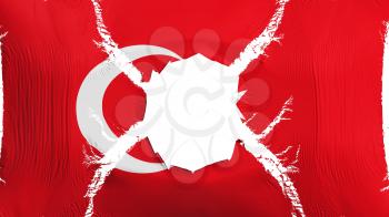 Turkey flag with a hole, white background, 3d rendering