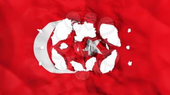 Holes in Turkey flag, white background, 3d rendering