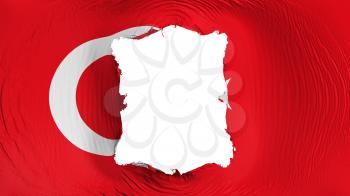 Square hole in the Turkey flag, white background, 3d rendering