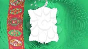 Square hole in the Turkmenistan flag, white background, 3d rendering