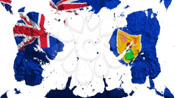 Scattered Turks and Caicos Islands flag, white background, 3d rendering