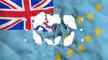 Holes in Tuvalu flag, white background, 3d rendering