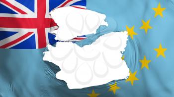 Tattered Tuvalu flag, white background, 3d rendering
