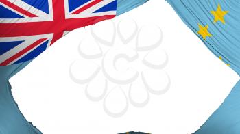 Divided Tuvalu flag, white background, 3d rendering