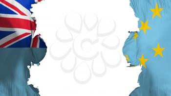 Blasted Tuvalu flag, against white background, 3d rendering