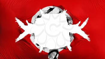 Ussr communism nazi flag with a big hole, white background, 3d rendering