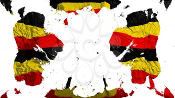 Scattered Uganda flag, white background, 3d rendering