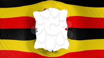 Square hole in the Uganda flag, white background, 3d rendering