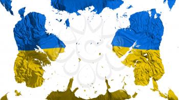 Scattered Ukraine flag, white background, 3d rendering