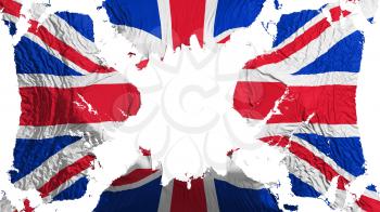 United Kingdom UK torn flag fluttering in the wind, over white background, 3d rendering