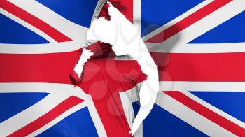 Damaged United Kingdom UK flag, white background, 3d rendering