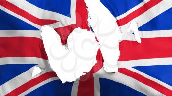 Ragged United Kingdom UK flag, white background, 3d rendering